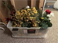 Large Tote of Artificial Flowers & Wreaths