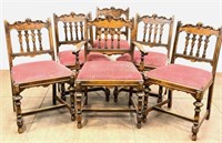 (6) Sligh William & Mary Burl Wood Dining Chairs
