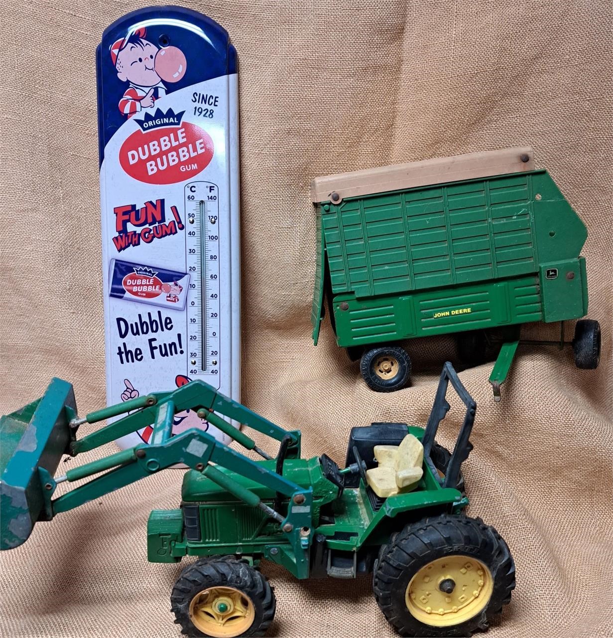 DOUBLE BUBBLE THERMOMETER & JOHN DEERE TRACTOR