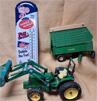 DOUBLE BUBBLE THERMOMETER & JOHN DEERE TRACTOR