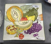 Large fruit decorated serving dish