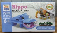 Lego style building block set hippo