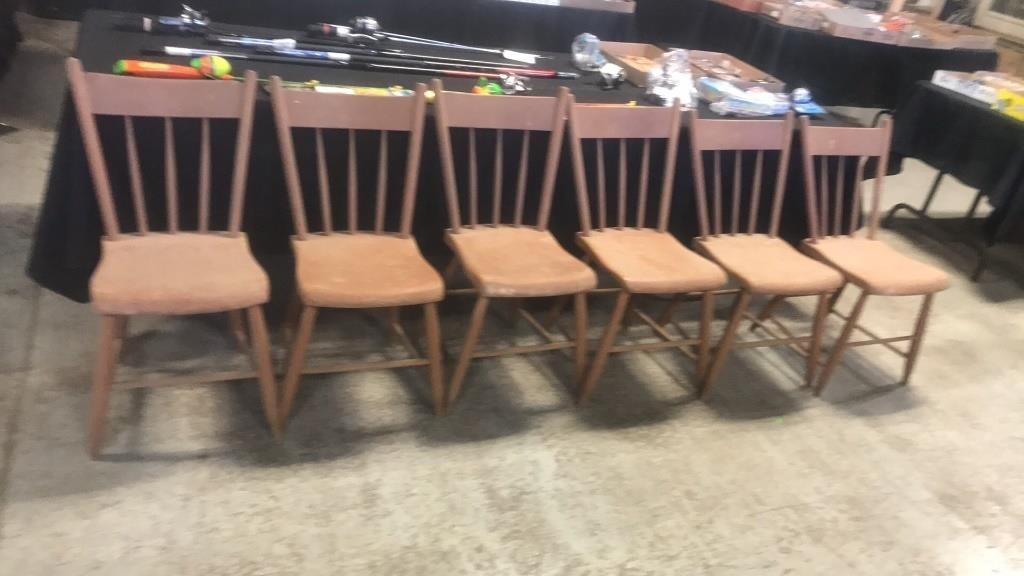 6 old wooden chairs