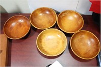 Lot of 5 Vintage Wooden Bowls