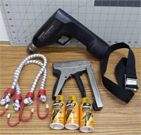 Tool lot, Black & Decker cordless drill, stapler