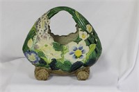 A Japanese Ceramic Ikebana Basket