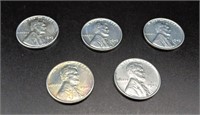 1943 Steel Penny Lot (x5) (Great Condition)