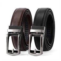 WERFORU 2 Pack Leather Ratchet Dress Belt for Men