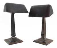 H.G. McFaddin & Co Emeralite Glass Desk Lamps, 2