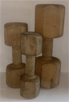 Wooden Dumbbells Unknown Weight , Tallest 13”
