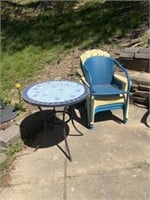 4 Patio Chairs & Tile Top Table