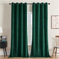 Dark Green Velvet Curtains 108 Inches Long 2PK