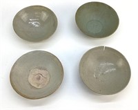 4 antique south east Asia, shipwreck pottery bowls