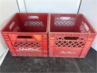 2 red sealtest crates