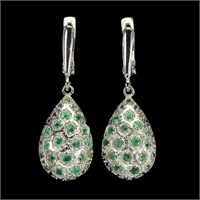Natural Brazil Emerald & Chrome Diopside Earrings