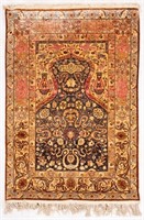 Hereke Silk Kum Kapi Hanging Rug, 5' x 3'