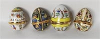 4 Porcelain Egg Trinket Boxes