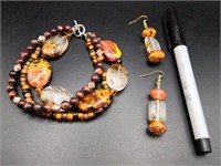Stone Bracelet & Earring Set