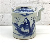 7" antique Chinese blue and white teapot