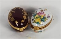 2 Limoges Porcelain Eggs W/ Charms