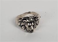 Sterling Lion Ring, Band Misshapen