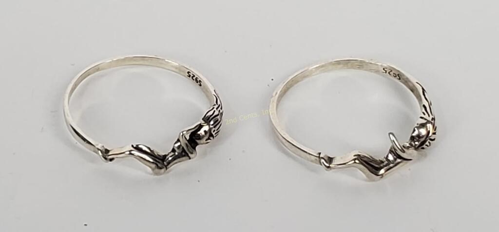2 Sterling Couple Lovers Rings