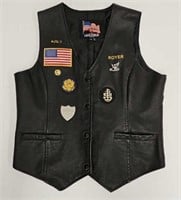 Leather Motorcycle Vest w/Patches