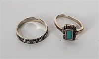 2 Sterling Rings - Roman Numerals Etc.
