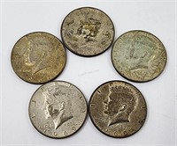 5 1965-1969 Kennedy 40% Silver Half Dollars