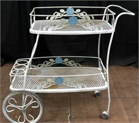 Painted Wrought Iron Garden Tea Serving Cart