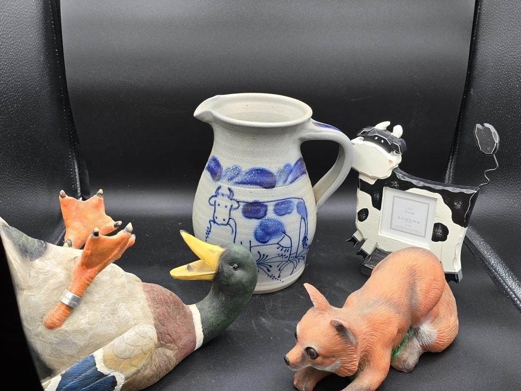 Cow Pottery Pitcher, duck bottle holder and more