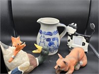 Cow Pottery Pitcher, duck bottle holder and more