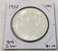 1937 Canadian 80% Silver $1 coin.