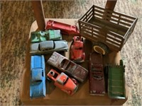 Box of kids metal & plastic toys