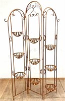 Rustic Wrought Iron Tri-fold Basket Patio Screen