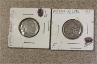 1936 and 1937 (2) Buffalo Nickels