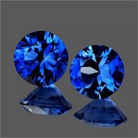 Natural  Intense Blue Sapphire Pair 1.27 Cts [Flaw