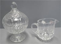 Crystal lidded dish. Measures 6.5" Tall and cream