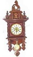 Renaissance Influenced Wood Pendulum Wall Clock
