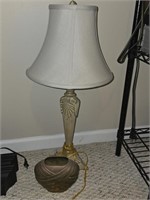 Lamp and brass vase