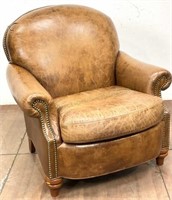 Traditional Style Nailhead Faux Leather Club Chair