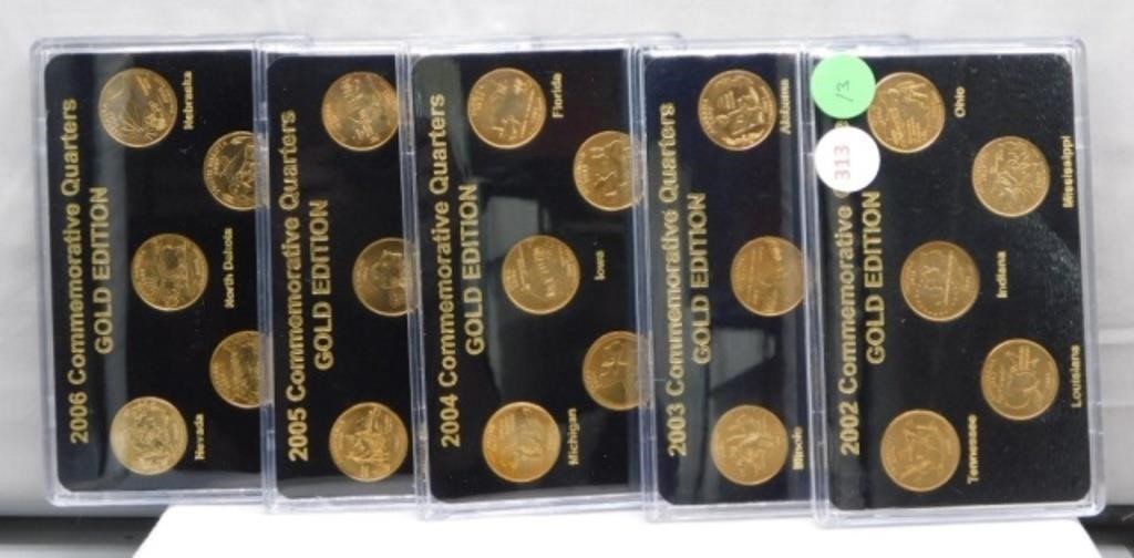 (5) Sets 2002-2006 Commemorative Gold Plated