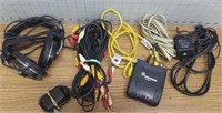 Lot of cords headphones and more
