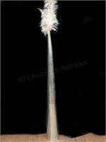Contemporary Tall Aluminum Vase W/ Feathers