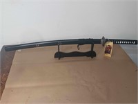 SAMURAI SPIRIT SWORD WITH WOODEN STAND AND SHEATH