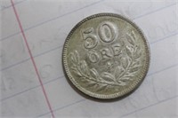 1935 50 ore Sweden Silver Coin