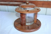 VINTAGE PIPE STAND WITH TOBACCO JAR