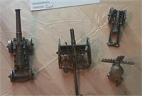 (3) Miniature pewter artillery cannons and (1)