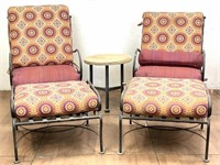 (5pc) Cushioned Patio Chairs, Ottoman & Side Table