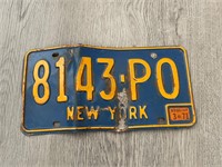Vintage New York State License Plate